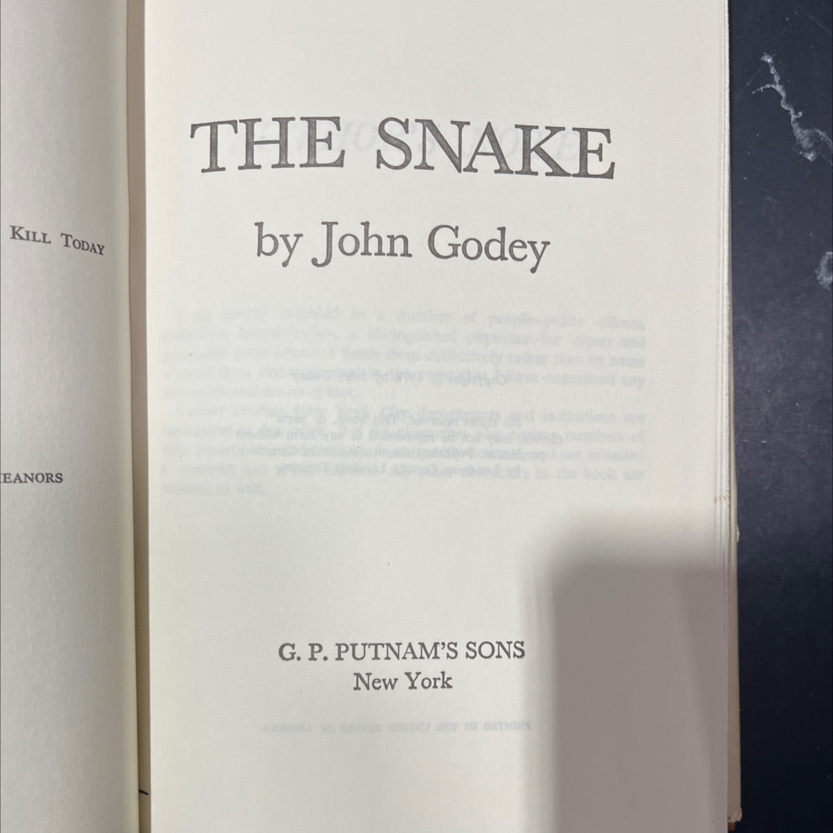kill today the snake book, by John Godey, 1978 Hardcover image 2