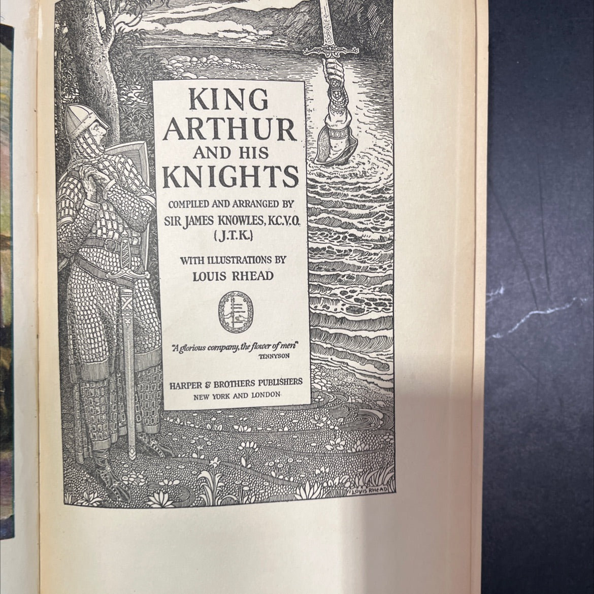 king arthur and his knights book, by sir james knowles, 1923 Hardcover, Antique image 2