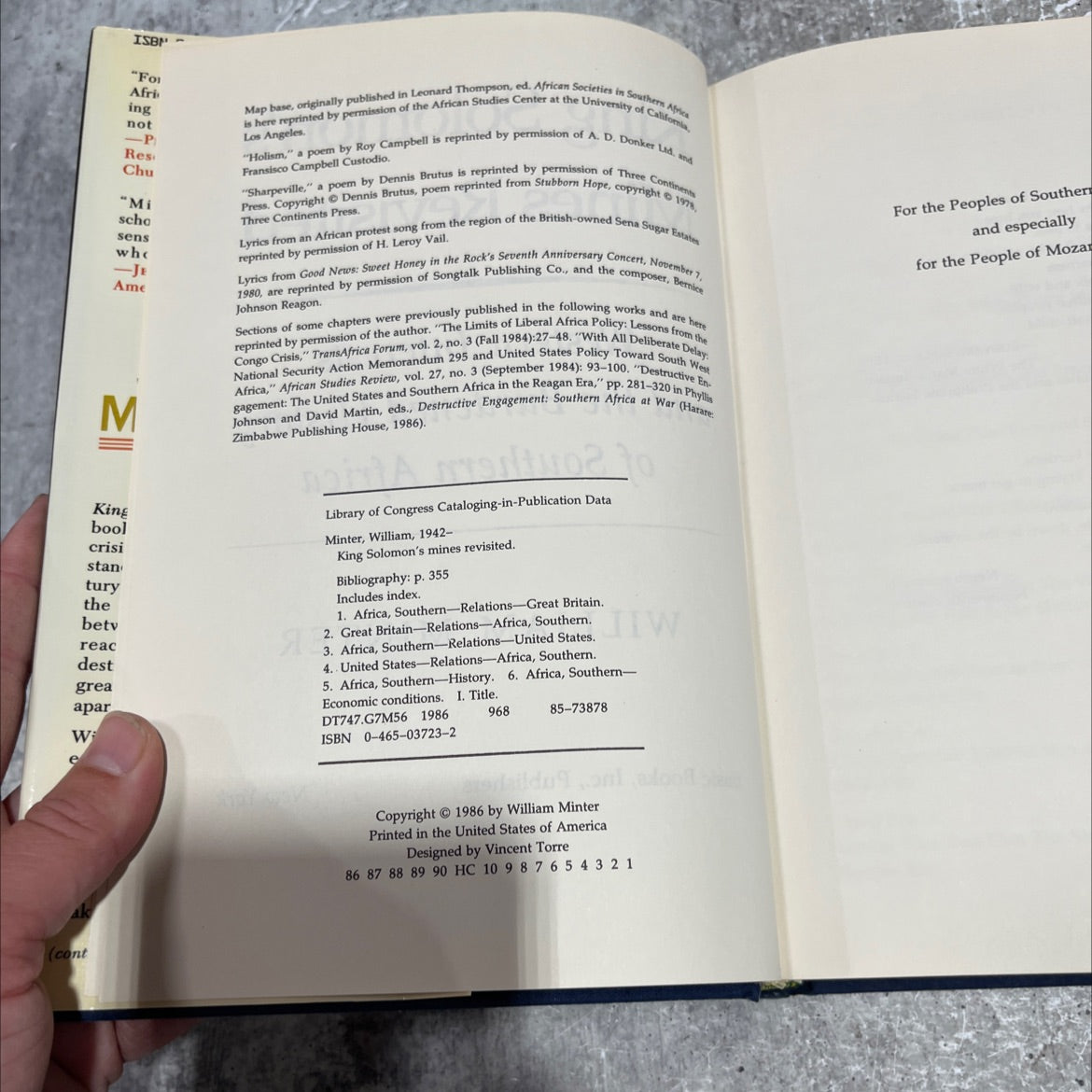 king solomon's mines revisited book, by william minter, 1986 Hardcover image 3
