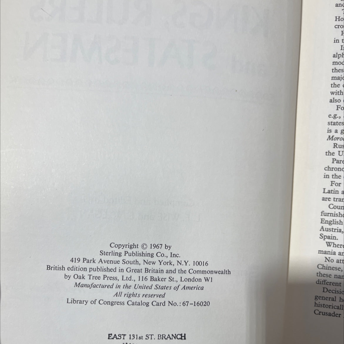 kings, rulers and statesmen book, by l. f. wise and e. w. egan, 1967 Hardcover image 3