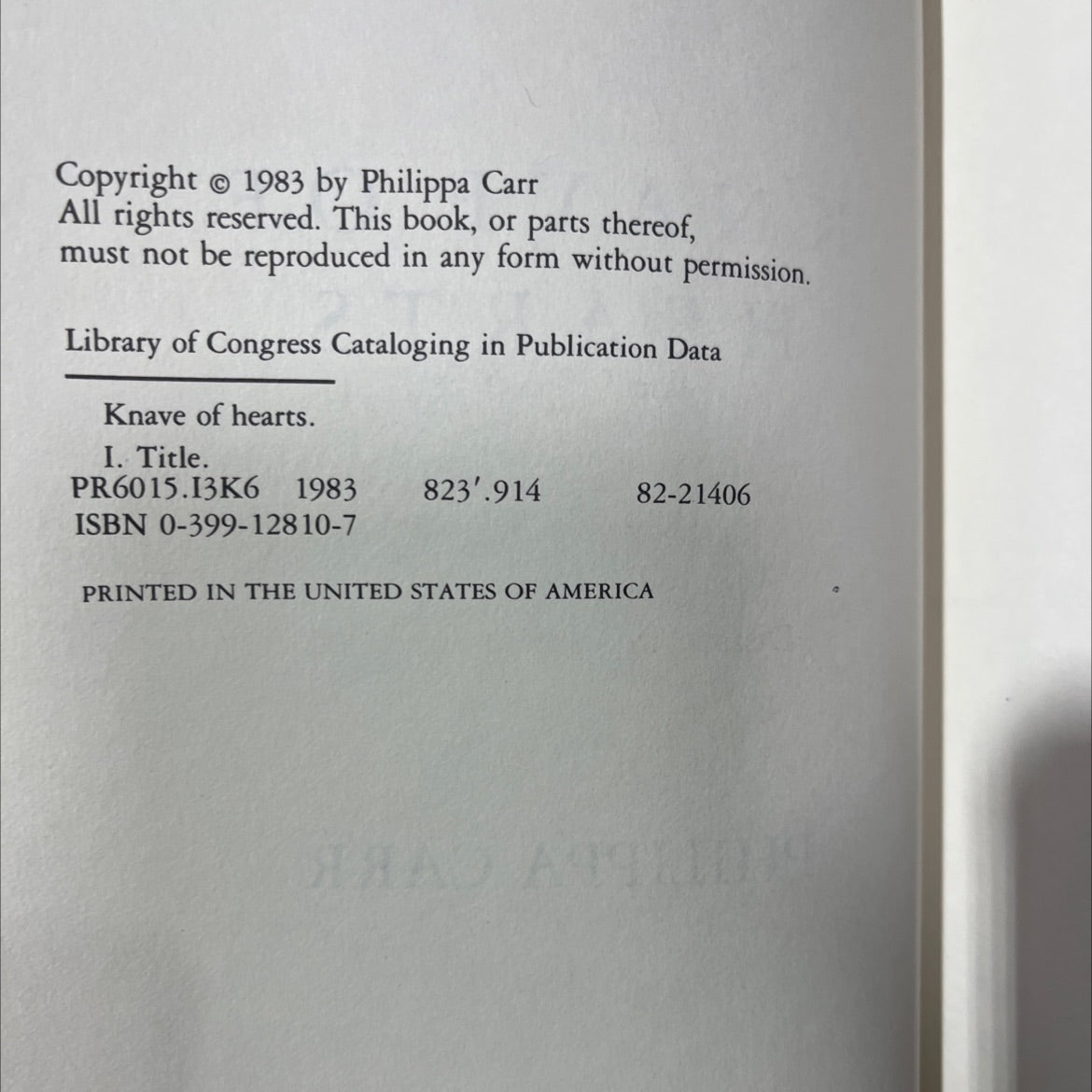 knave of hearts book, by philippa carr, 1983 Hardcover image 3