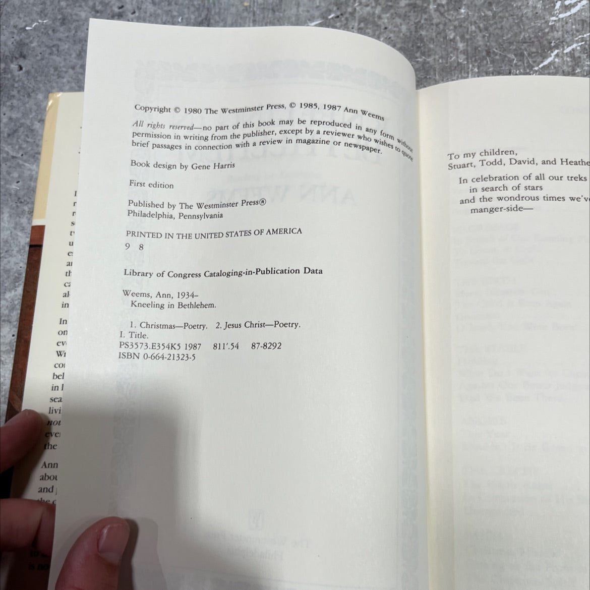 kneeling in bethlehem book, by ann weems, 1987 Hardcover image 3