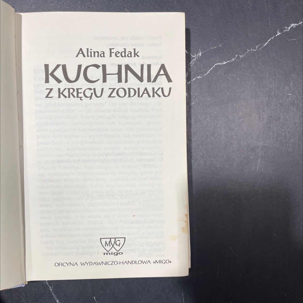 kuchnia z kręgu zodiaku book, by Alina Fedak, 1992 Hardcover image 2