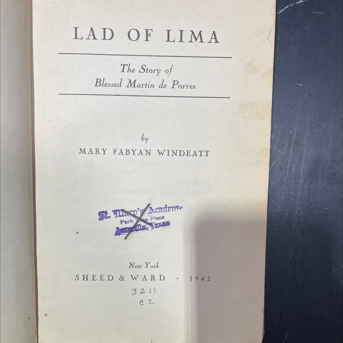 lad of lima the story of blessed martin de porres book, by mary fabyan windeatt, 1943 Hardcover image 2