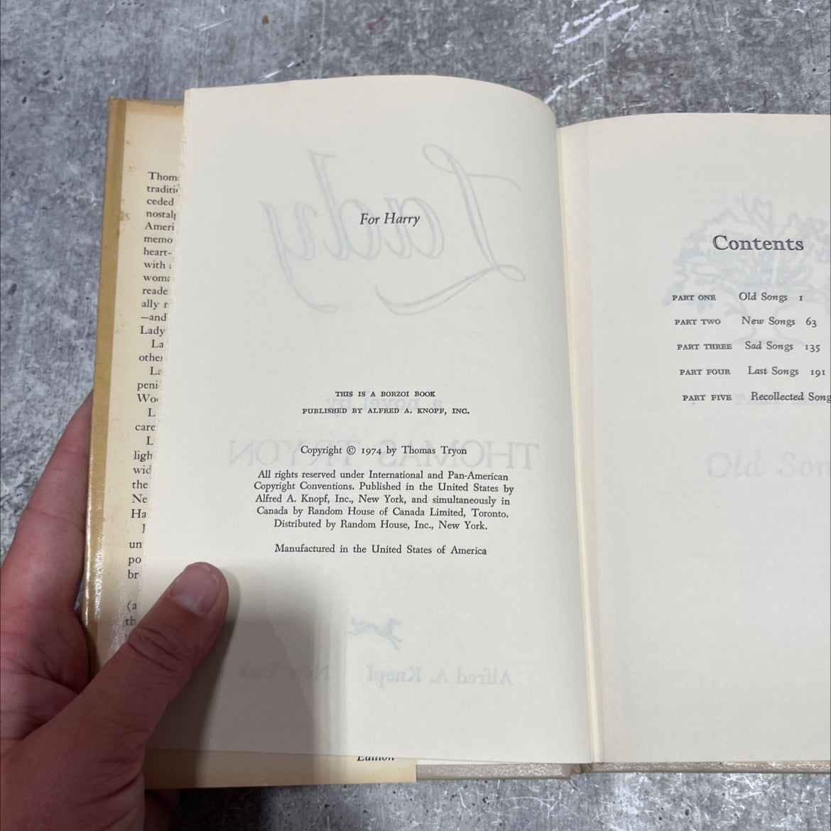 lady part fours last songs book, by thomas tryon, 1974 Hardcover image 3