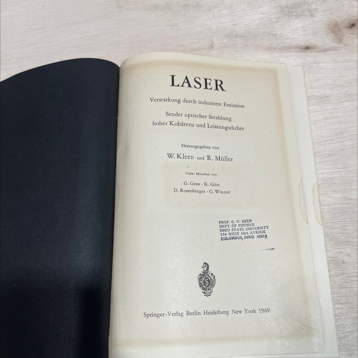 laser amplification by induced emission of optical radiation of high coherence and power density book, by W. Kleen, R. image 2