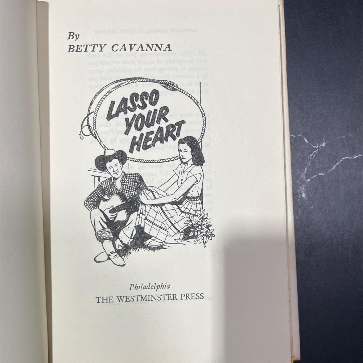 lasso your heart book, by betty cavanna, 1952 Hardcover image 2