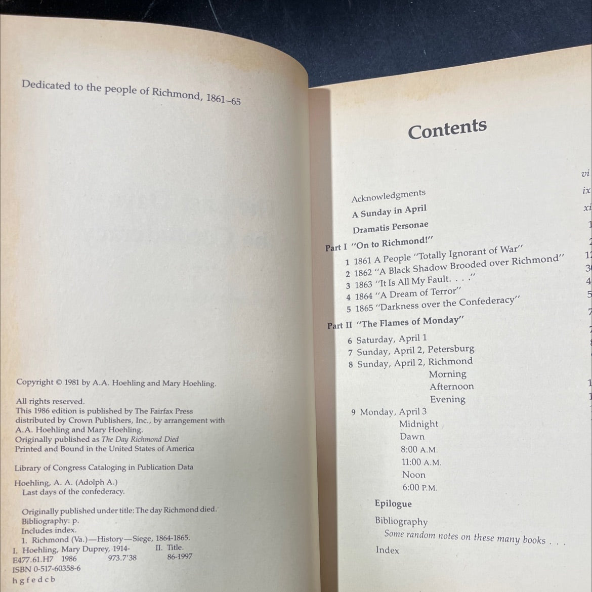 last days of the confederacy book, by A. A. Hoehling and Mary Hoehling, 1986 Hardcover image 3