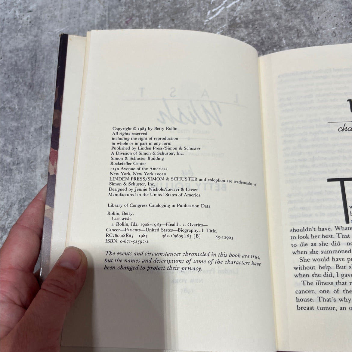 last wish book, by betty rollin, 1985 Hardcover image 3