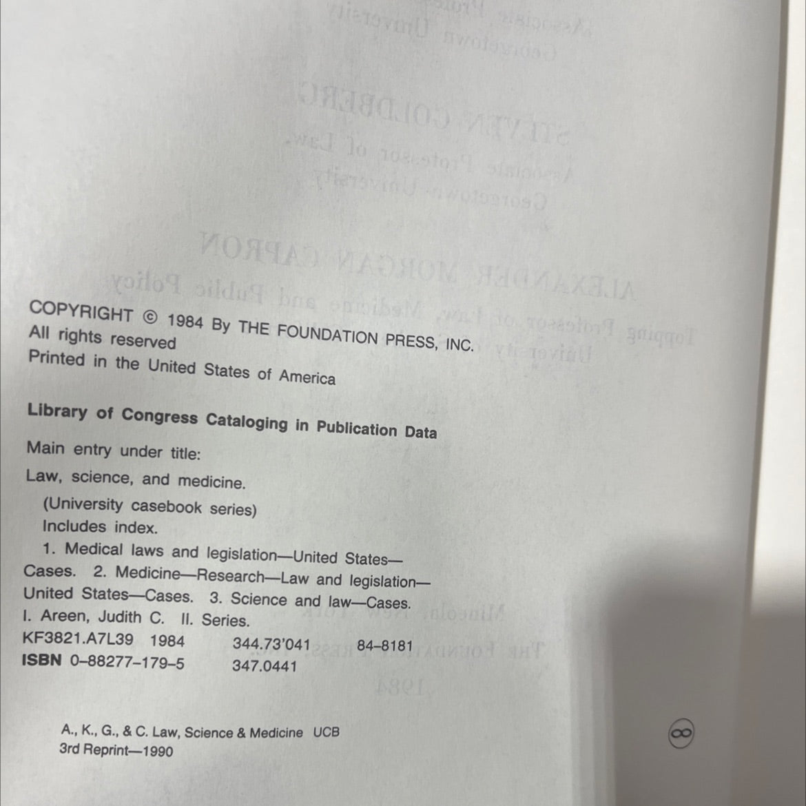 law, science and medicine book, by judith areen, benjamin and jon king, s.g. steven goldberg, alexander morgan capron, image 3