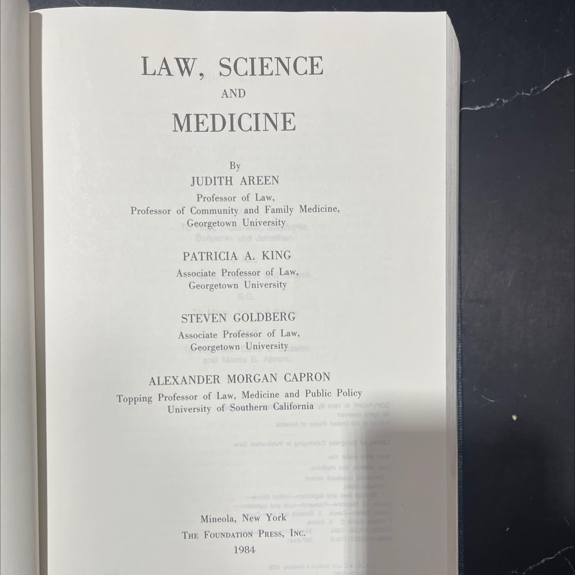 law, science and medicine book, by judith areen, benjamin and jon king, s.g. steven goldberg, alexander morgan capron, image 2