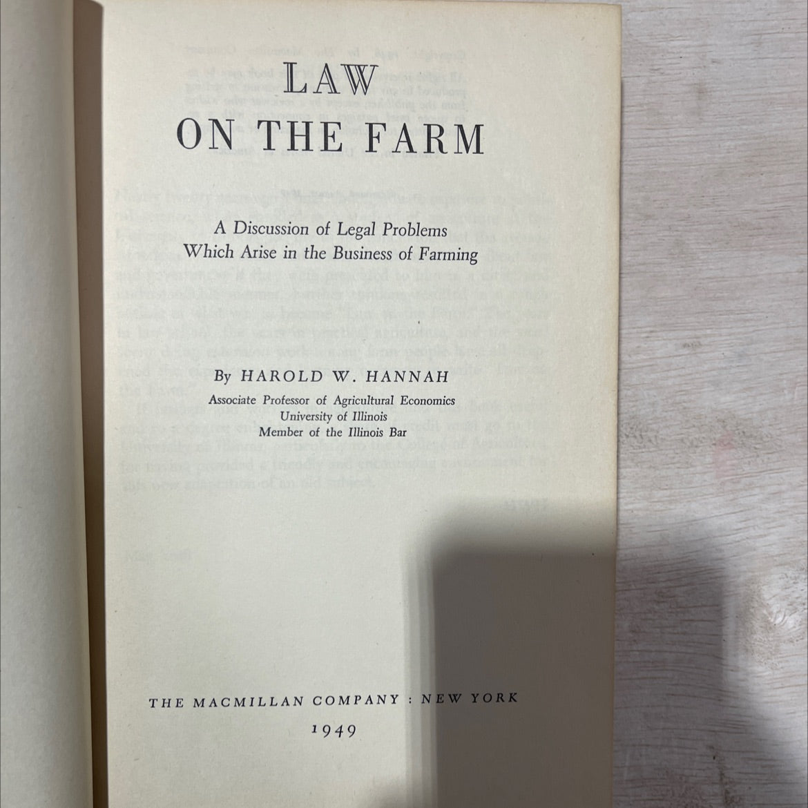 law on the farm a discussion of legal problems which arise in the business of farming book, by harold w. hannah, 1949 image 2