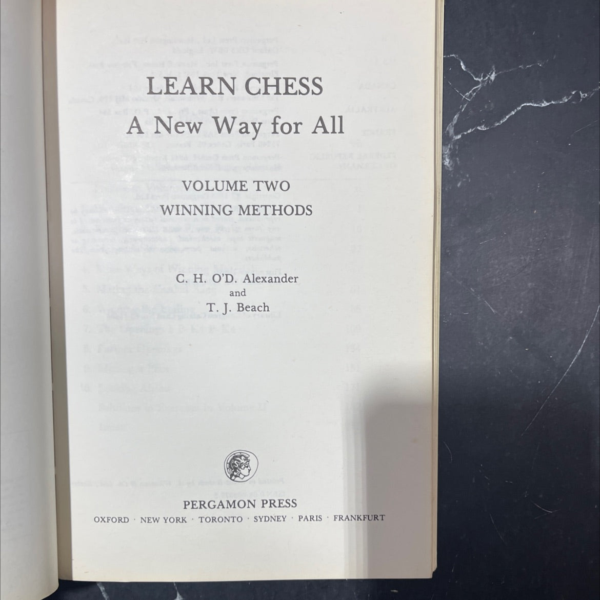 learn chess a new way for all volume two winning methods book, by c. h. o'd. alexander and t. j. beach, 1982 Hardcover image 2