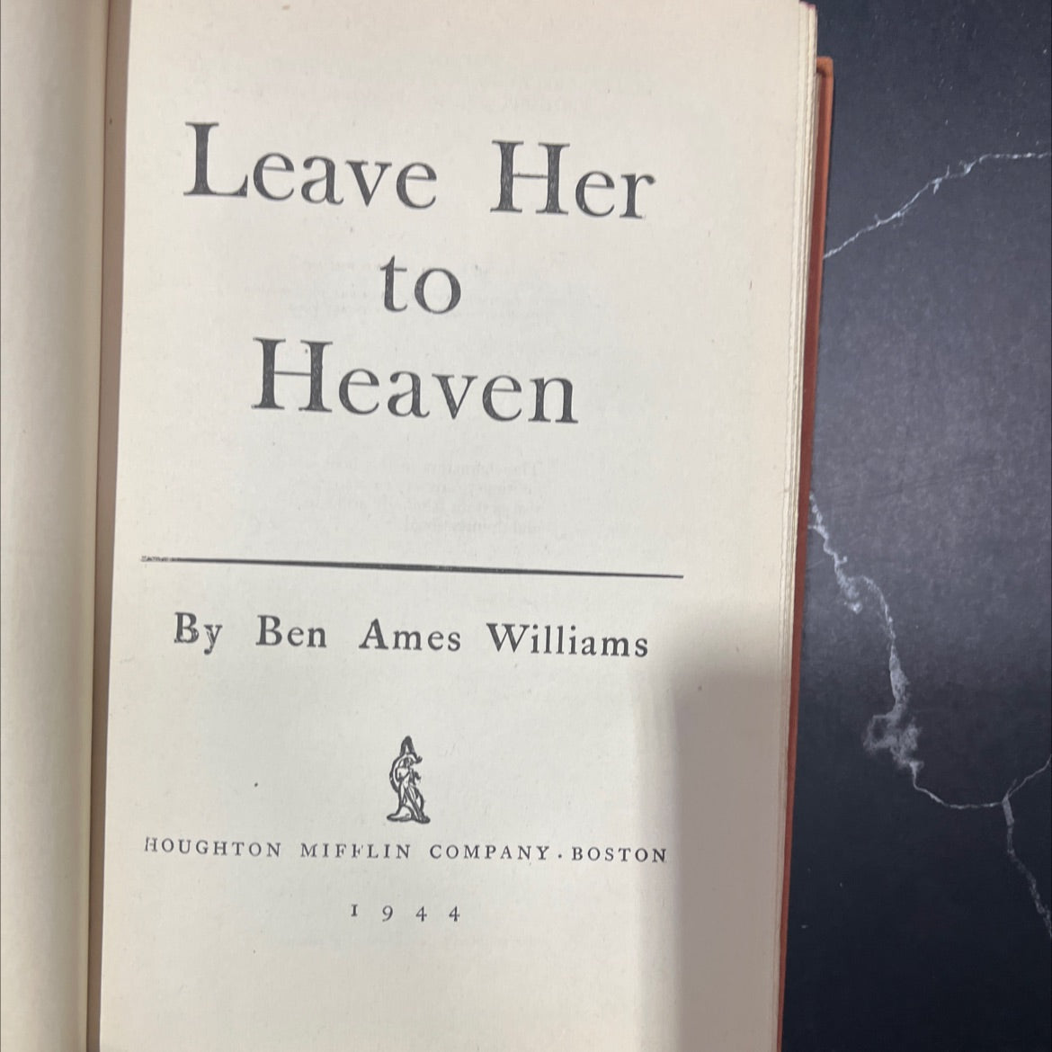 leave her to heaven book, by ben ames williams, 1944 Hardcover image 2