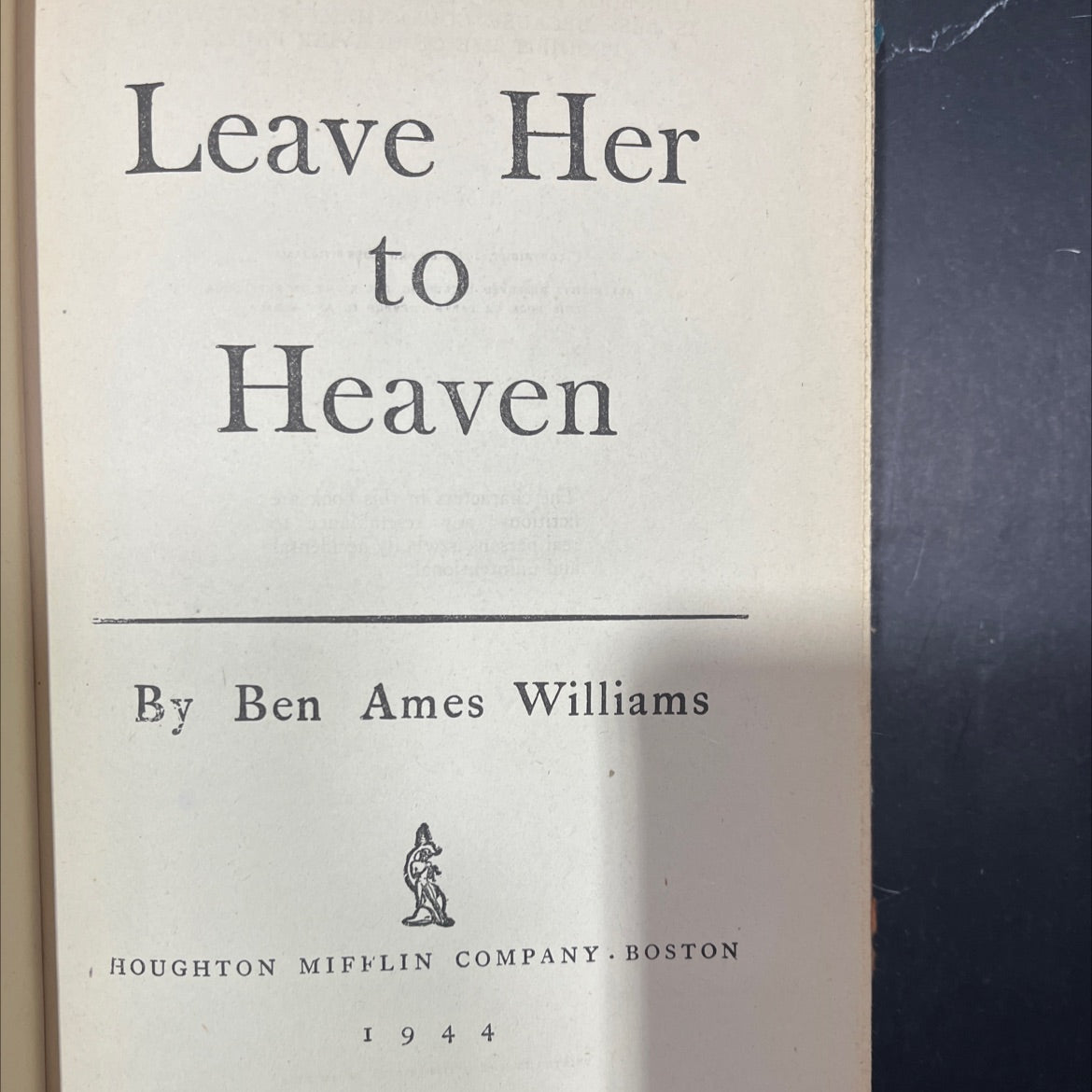 leave her to heaven book, by ben ames williams, 1944 Hardcover image 2