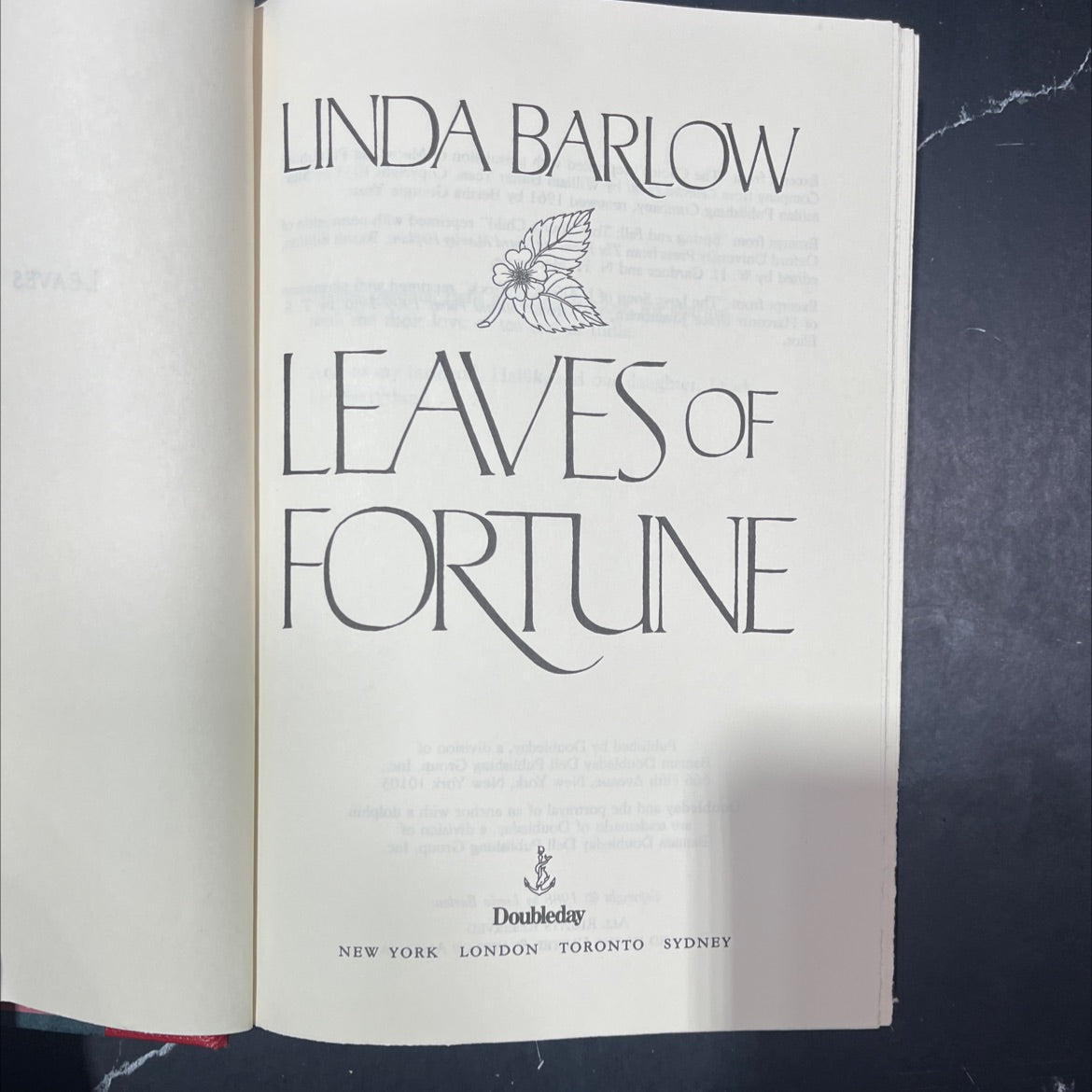 leaves of fortune book, by linda barlow, 1988 Hardcover image 2