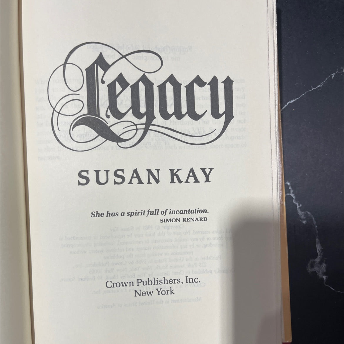 legacy book, by susan kay, 1986 Hardcover image 2