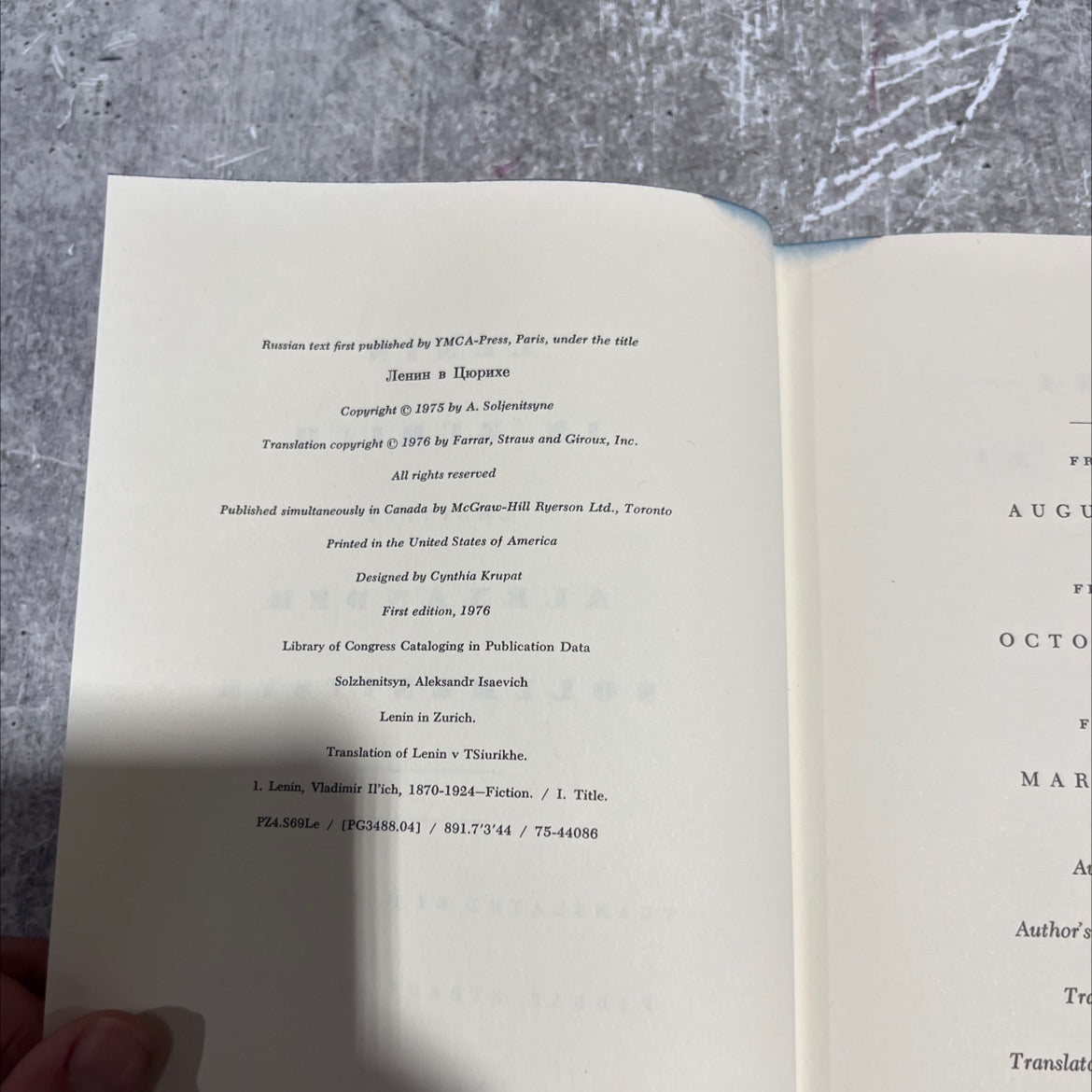 lenin in zurich book, by alexander solzhenitsyn, 1976 Hardcover image 3