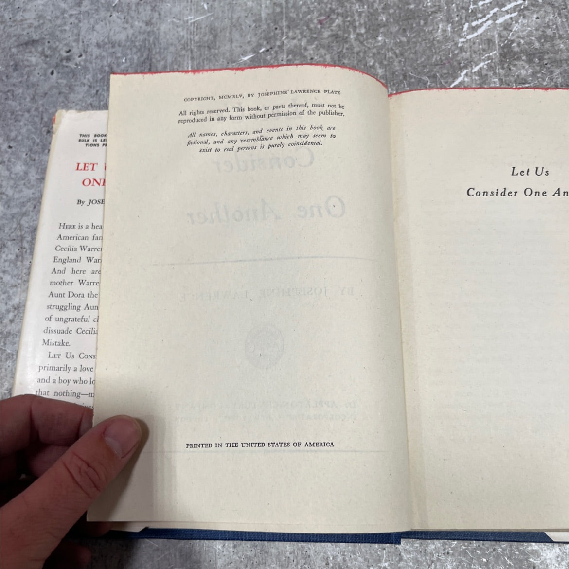 let us consider one another book, by josephine lawrence, 1945 Hardcover image 3