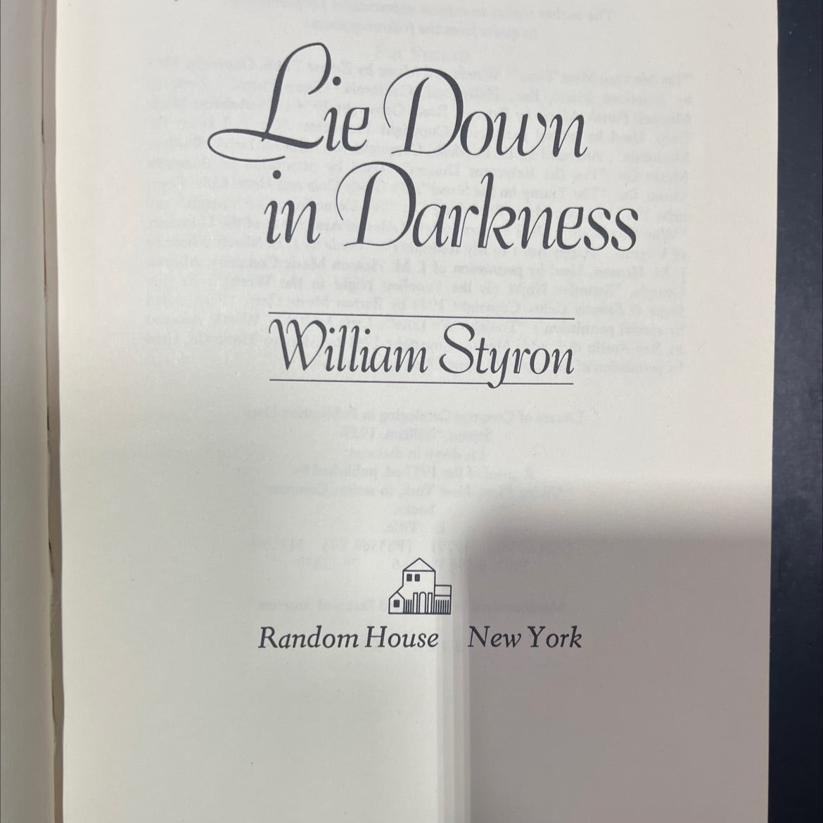 lie down in darkness book, by William Styron, 1979 Hardcover image 2