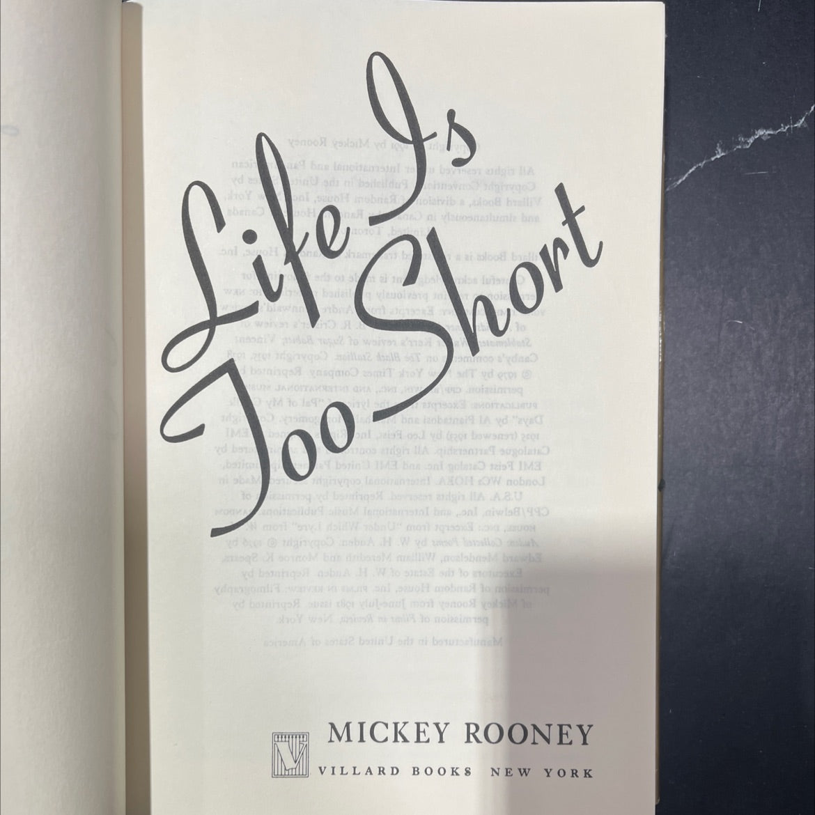 life is too short book, by Mickey Rooney, 1991 Hardcover image 2