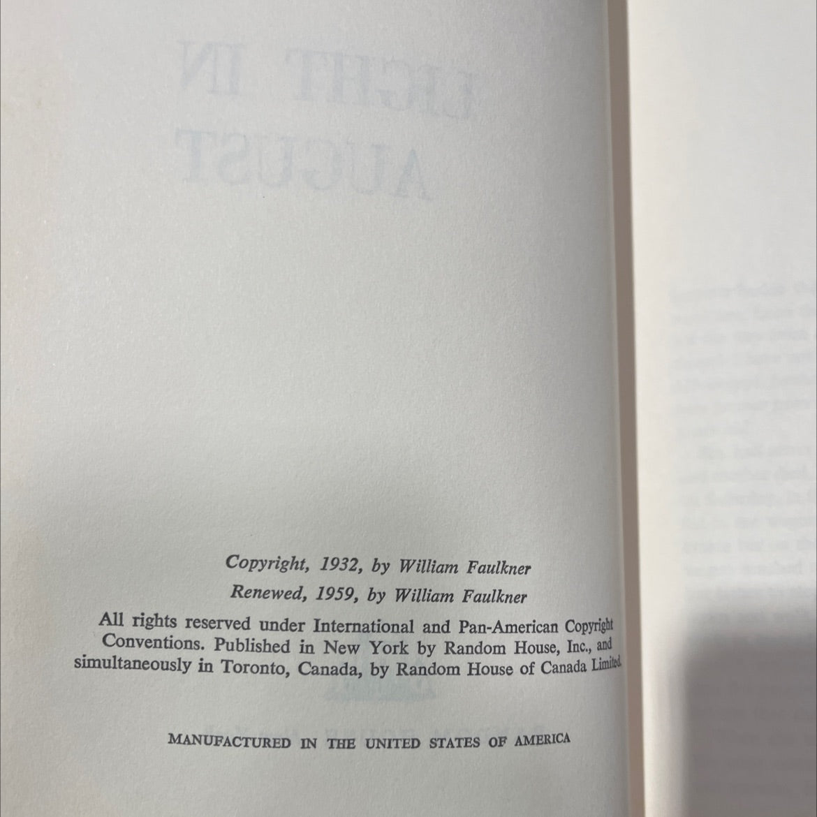 light in august book, by william faulkner, 1959 Hardcover image 3
