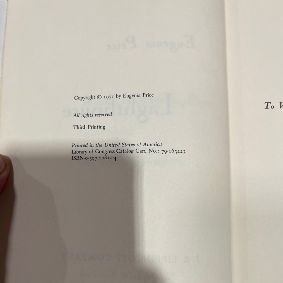 lighthouse book, by Eugenia Price, 1971 Hardcover image 3