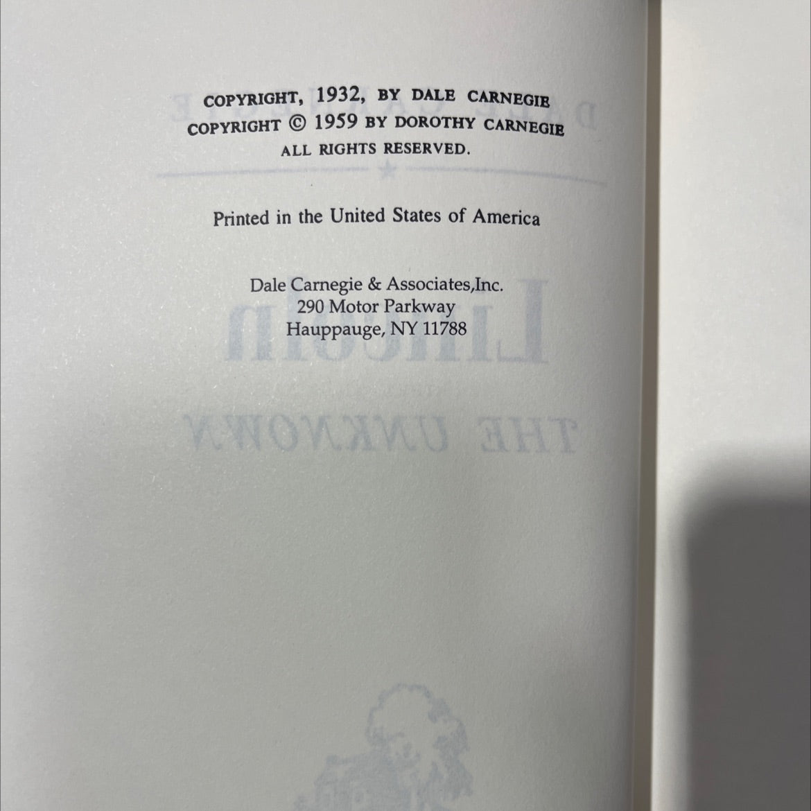 lincoln the unknown book, by dale carnegie, 1959 Hardcover image 3
