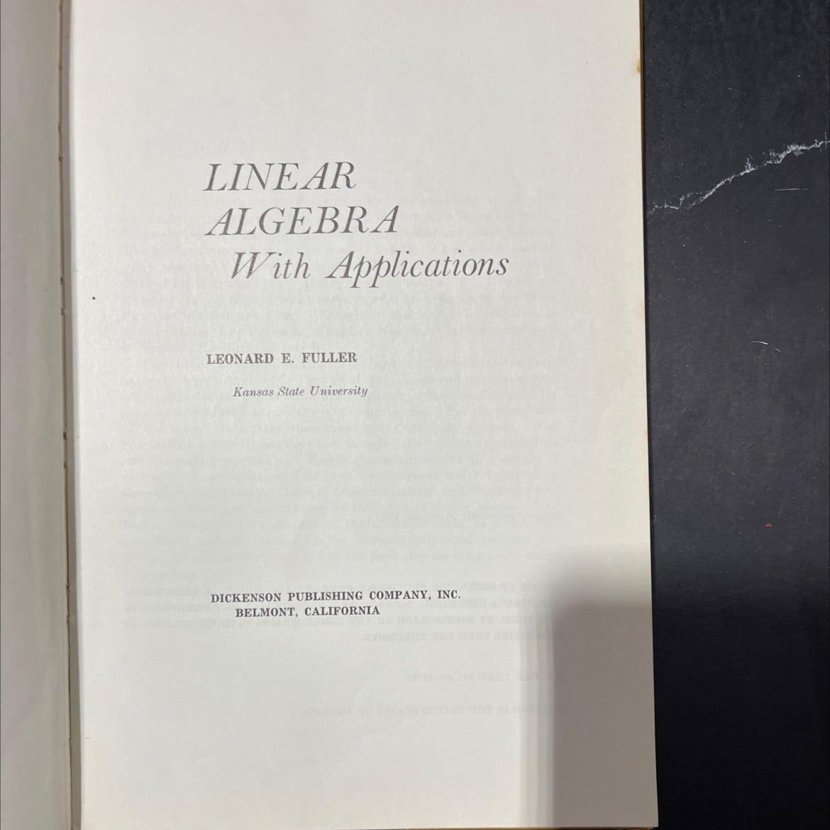 linear algebra with applications book, by leonard e. fuller, 1967 Hardcover image 2