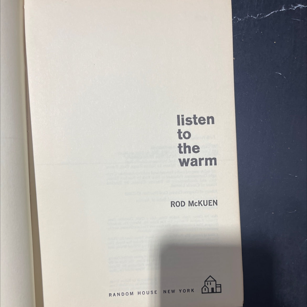 listen to the warm book, by rod mckuen, 1967 Hardcover image 2