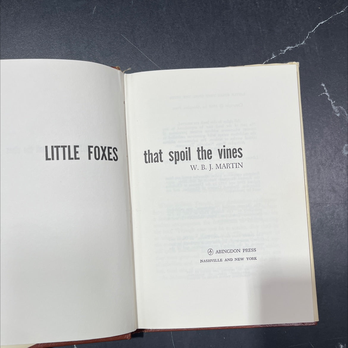 little foxes that spoil the vines book, by w. b. j. martin, 1968 Hardcover image 2