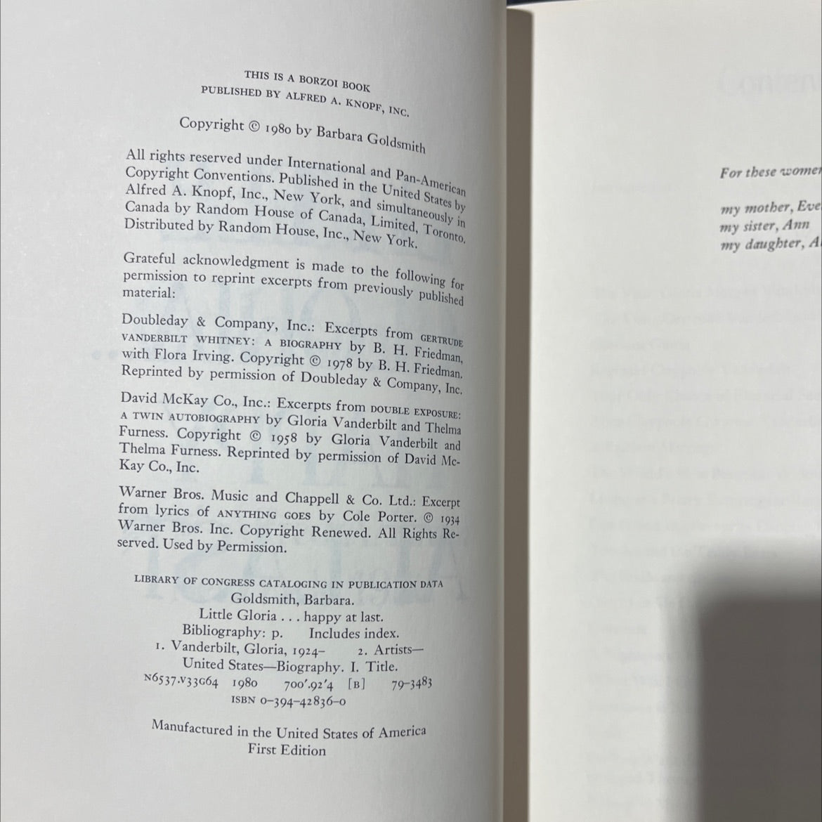 little gloria... happy at last book, by barbara goldsmith, 1980 Hardcover, First Edition, Vintage image 3