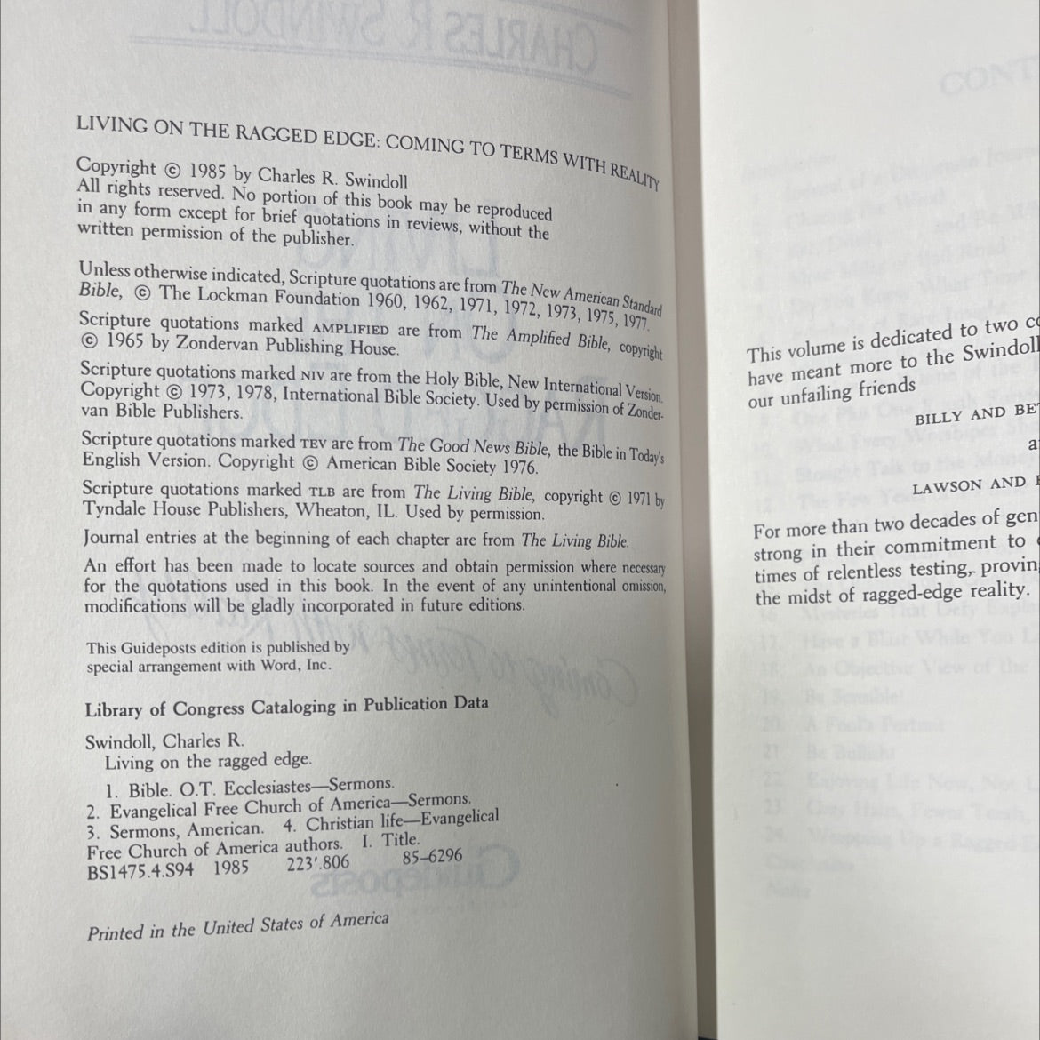 living on the ragged edge: coming to terms with reality book, by charles r. swindoll, 1985 Hardcover image 3