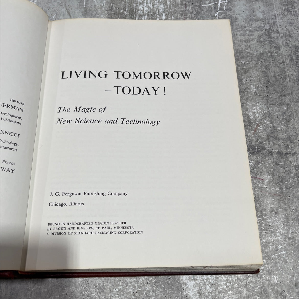 living tomorrow - today! the magic of new science and technology book, by way j. g. ferguson, 1969 Hardcover image 2