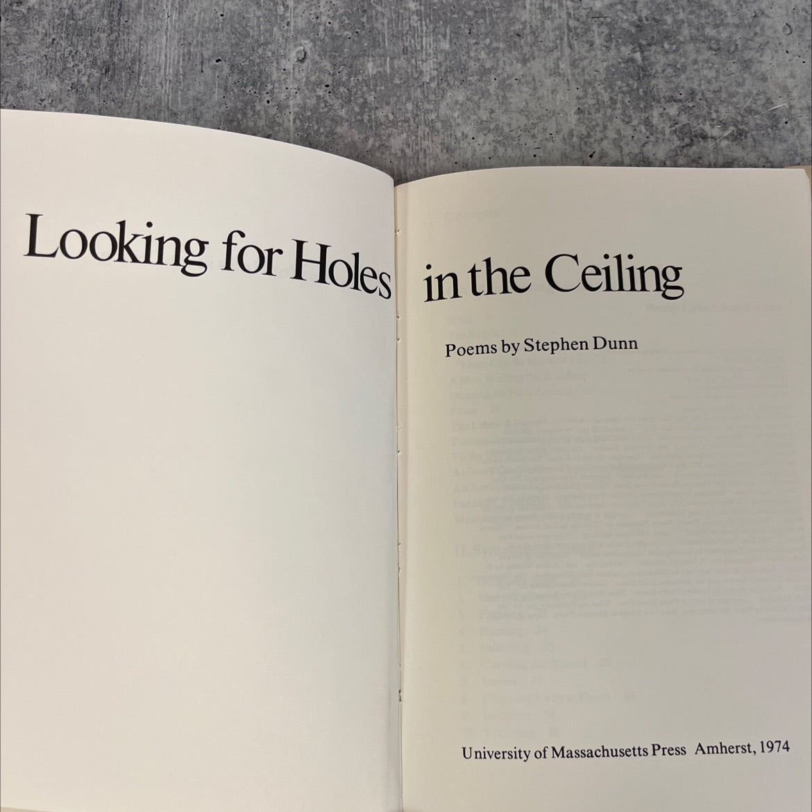 looking for holes in the ceiling book, by Stephen Dunn, 1974 Hardcover, Vintage image 2