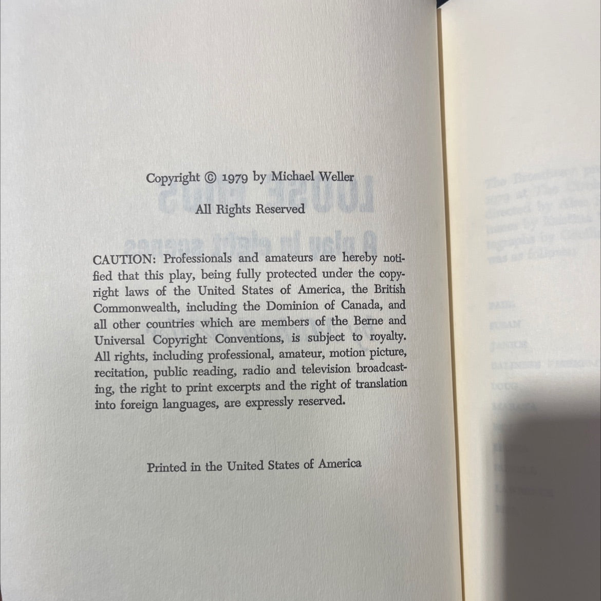 loose ends book, by Michael Weller, 1979 Hardcover image 3