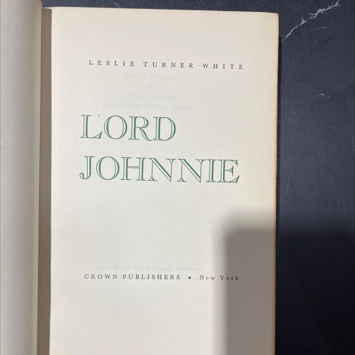 lord johnnie book, by leslie turner white, 1949 Hardcover image 2