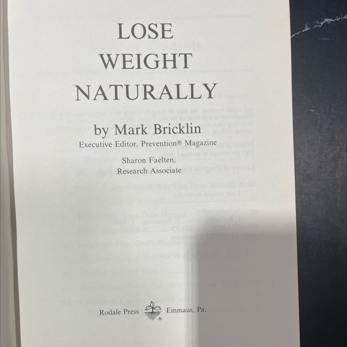 lose weight naturally book, by Mark Bricklin, 1979 Hardcover image 2