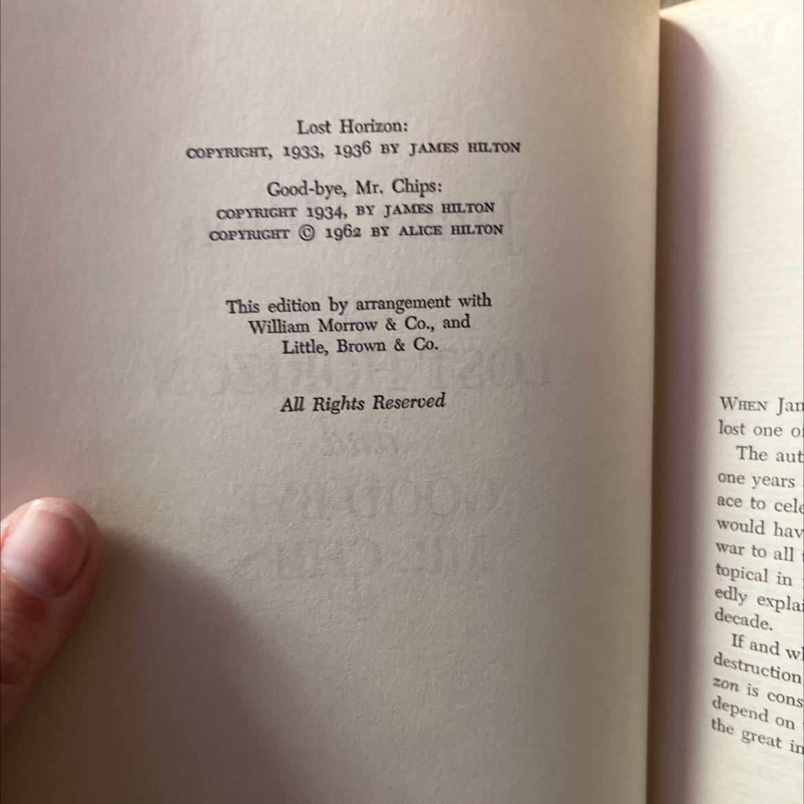 lost horizon and good-bye, mr. chips book, by james hilton, 1962 Hardcover image 3