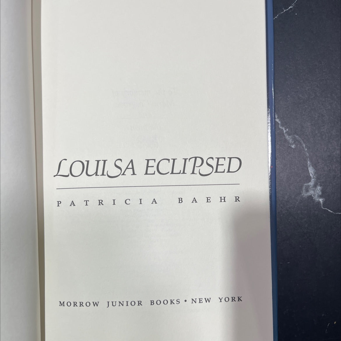 louisa eclipsed book, by Patricia Baehr, 1988 Hardcover image 2