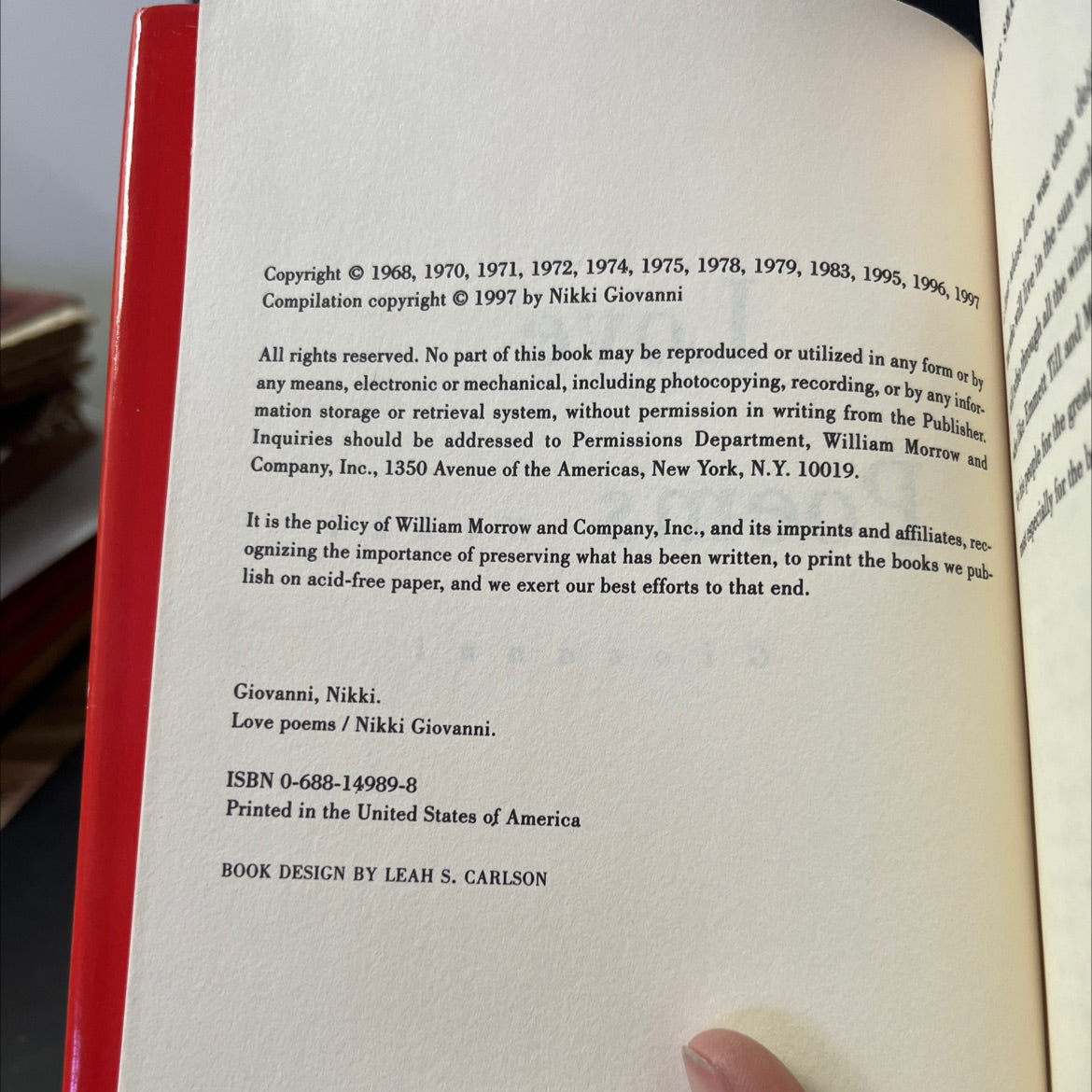 love poems book, by nikki giovanni, 1997 Hardcover image 3