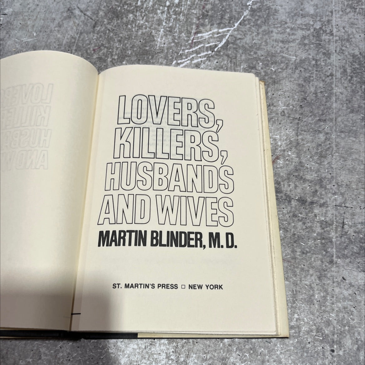 lovers, killers, husbands and wives book, by Martin Blinder, M.D., 1985 Hardcover image 2