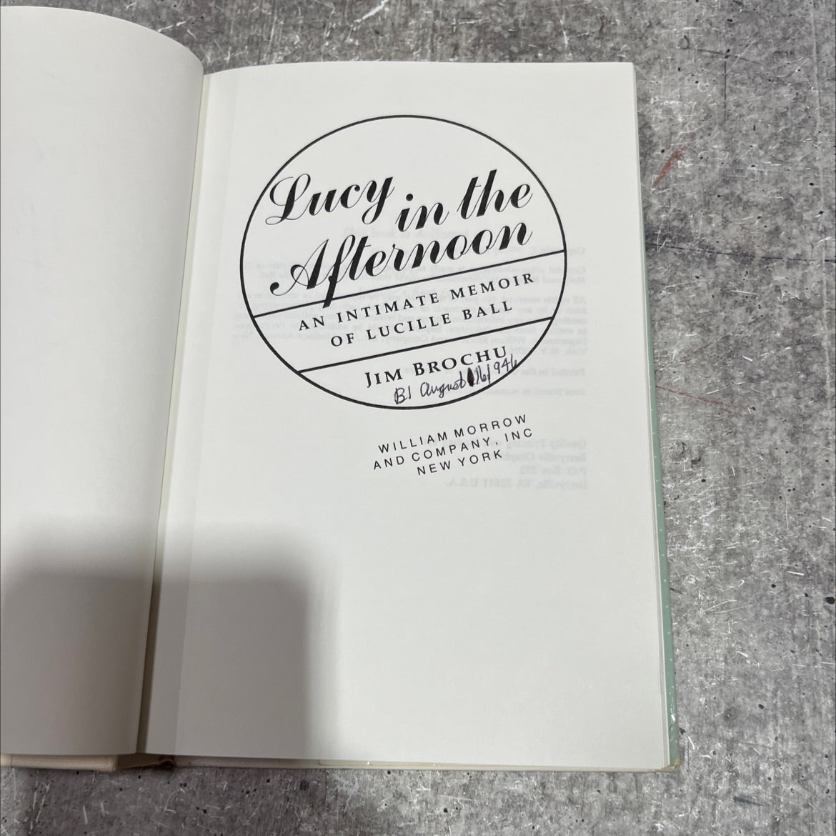 lucy in the afternoon an intimate memoir of lucille ball book, by jim brochu, 1990 Hardcover image 2