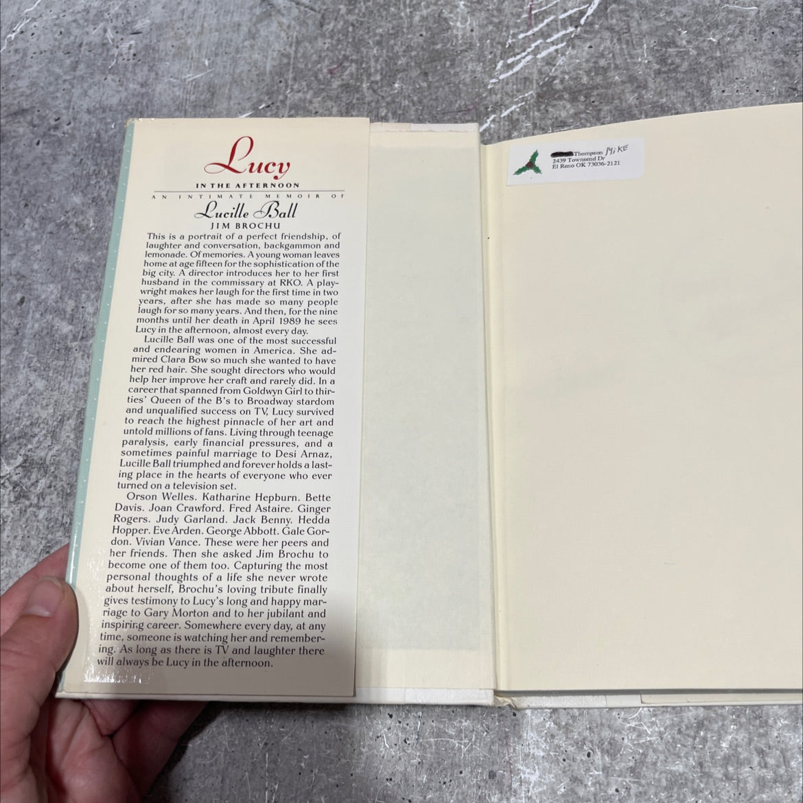 lucy in the afternoon an intimate memoir of lucille ball book, by jim brochu, 1990 Hardcover image 4