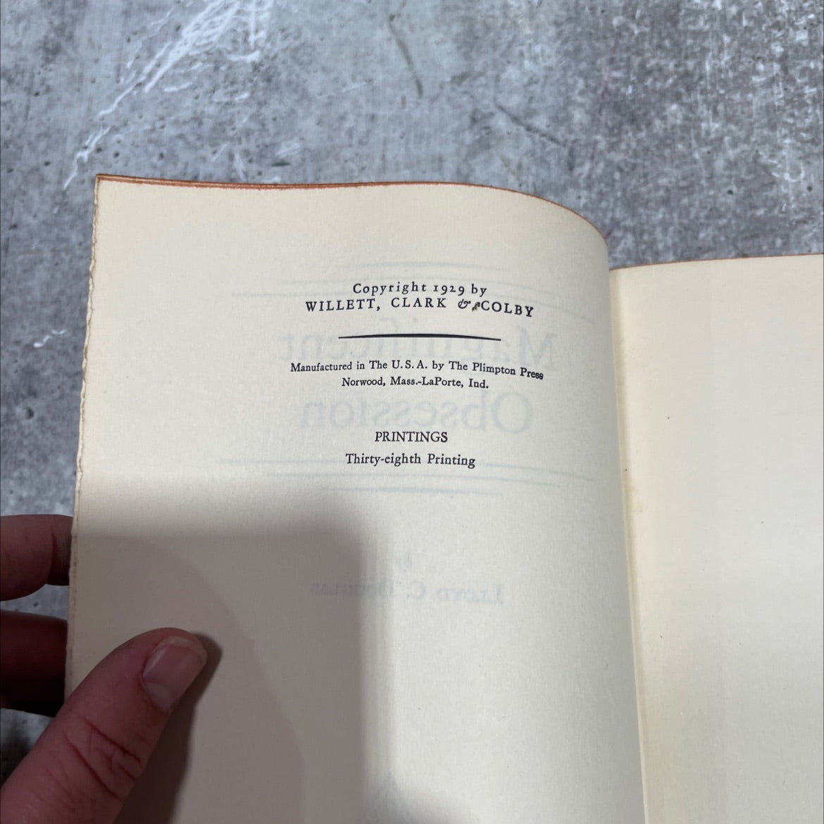 magnificent obsession book, by lloyd c. douglas, 1929 Hardcover image 3