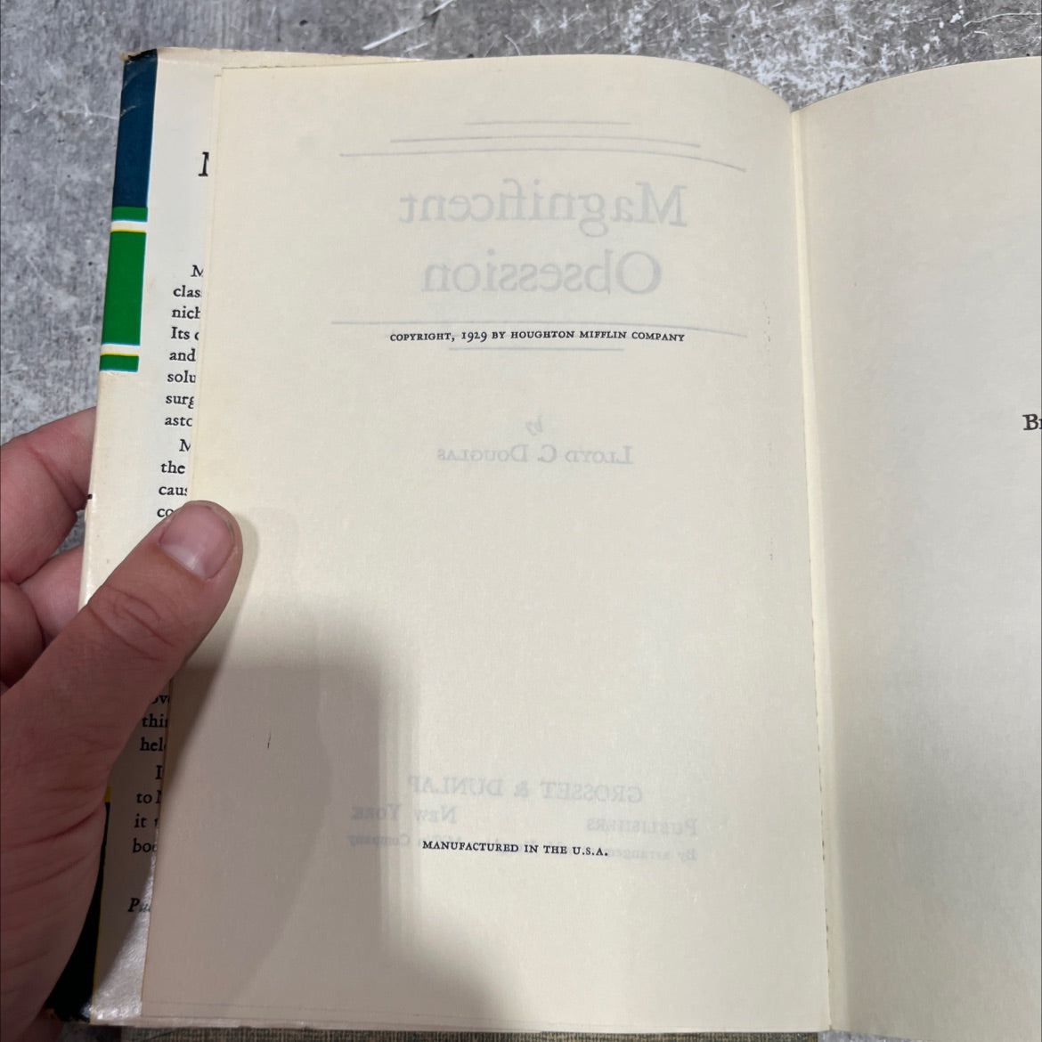 magnificent obsession book, by lloyd c. douglas, 1929 Hardcover image 3