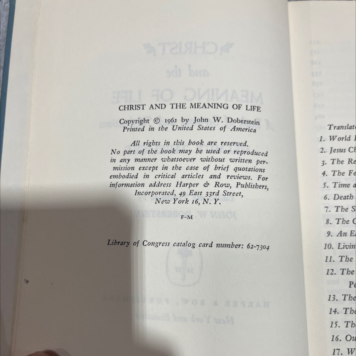 maim sht mate christ and the meaning of life a book of sermons and meditations book, by helmut thielicke, 1962 Hardcover image 3