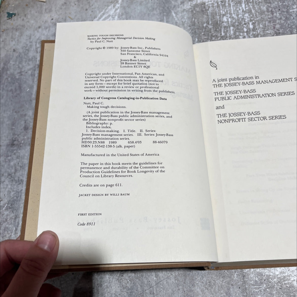 making tough decisions book, by Paul C. Nutt, 1989 Hardcover image 3