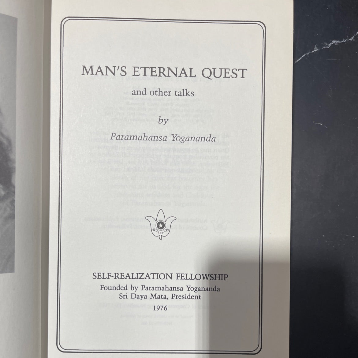 man's eternal quest and other talks book, by paramahansa yogananda, 1976 Hardcover image 2