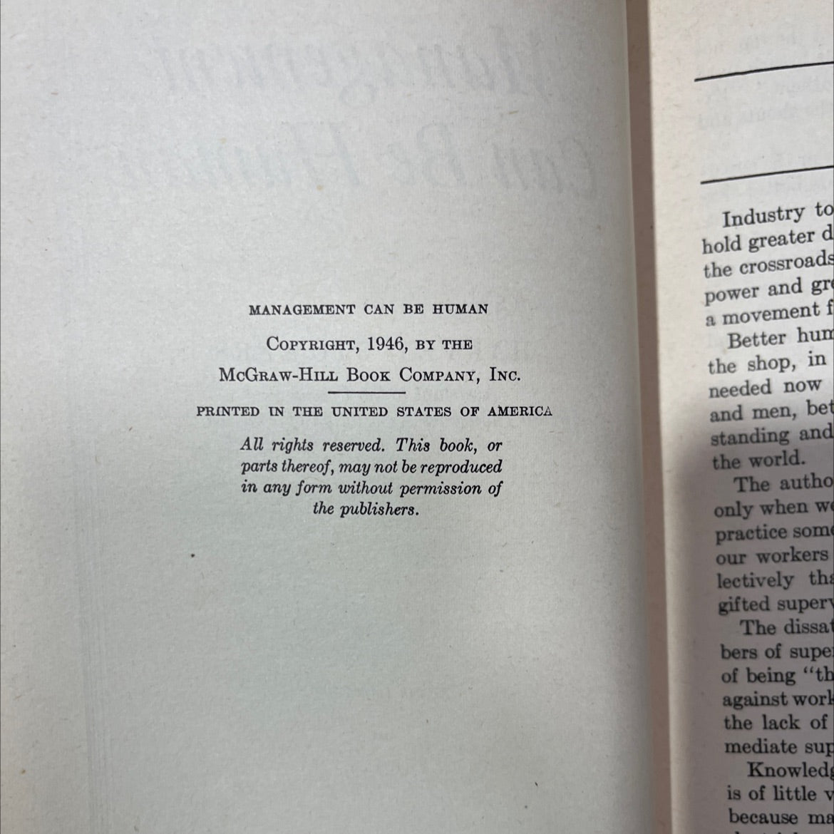 management can be human book, by harvey stowers, 1946 Hardcover image 3